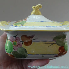Load image into Gallery viewer, SCOTTISH POTTERY. Rare 1920s Mak Merry Hand-Painted Lidded Serving Dish. Decorated  with Fruits and Berries
