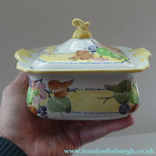Load image into Gallery viewer, SCOTTISH POTTERY. Rare 1920s Mak Merry Hand-Painted Lidded Serving Dish. Decorated  with Fruits and Berries
