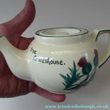 Load image into Gallery viewer, Rare 1920s Morrison &amp; Crawford ROSSLYN Ware Miniature Teapot from Grantshouse. Hand Painted Scotch Thistles
