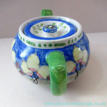 Load image into Gallery viewer, 1920s Scottish Art Pottery Makmerry Mak Merry Teapot with Honesty Heads. Blue Colour
