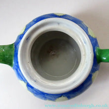 Load image into Gallery viewer, 1920s Scottish Art Pottery Makmerry Mak Merry Teapot with Honesty Heads. Blue Colour
