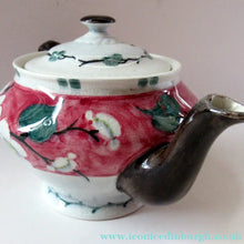 Load image into Gallery viewer, 1920s MakMerry Mak Merry Scottish Pottery Teapot. White Prunus Catherine Blair
