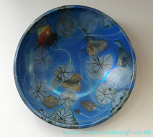 Load image into Gallery viewer, SCOTTISH POTTERY. Rarer Margery Clinton LARGE Circular Shallow Bowl with a Hand-Painted GOLD Lustre Flowerheads

