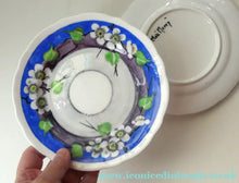 Load image into Gallery viewer, SET OF FOUR 1920s Mak Merry Hand-Painted Dessert Plates. Blue Background with Prunus Flowers. 7 inches

