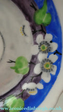 Load image into Gallery viewer, SET OF FOUR 1920s Mak Merry Hand-Painted Dessert Plates. Blue Background with Prunus Flowers. 7 inches
