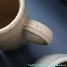 Load image into Gallery viewer, SCOTTISH POTTERY. Set of Four Large 1950s Buchan Plain Oatmeal Stoneware Tankard Shape Mugs. Each 5 inches in height
