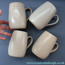 Load image into Gallery viewer, SCOTTISH POTTERY. Set of Four Large 1950s Buchan Plain Oatmeal Stoneware Tankard Shape Mugs. Each 5 inches in height
