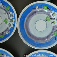 Load image into Gallery viewer, Set of Six Scottish Art Pottery Mak Merry Dessert Plate Prunus Design
