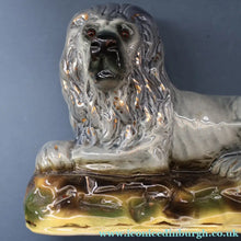 Load image into Gallery viewer, SCOTTISH POTTERY Antique SINGLE VICTORIAN Bo'ness Pottery Large Recumbent Lion, c 1900

