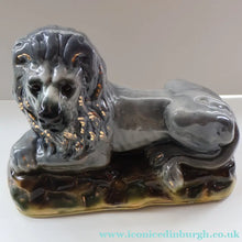 Load image into Gallery viewer, SCOTTISH POTTERY Antique SINGLE VICTORIAN Bo'ness Pottery Large Recumbent Lion, c 1900
