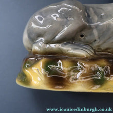 Load image into Gallery viewer, SCOTTISH POTTERY Antique SINGLE VICTORIAN Bo'ness Pottery Large Recumbent Lion, c 1900
