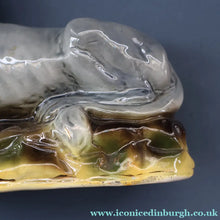 Load image into Gallery viewer, SCOTTISH POTTERY Antique SINGLE VICTORIAN Bo'ness Pottery Large Recumbent Lion, c 1900 
