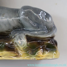 Load image into Gallery viewer, SCOTTISH POTTERY Antique SINGLE VICTORIAN Bo'ness Pottery Large Recumbent Lion, c 1900
