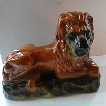 Load image into Gallery viewer, SCOTTISH POTTERY Antique SINGLE VICTORIAN Bo'ness Pottery Large Recumbent Lion, c 1900
