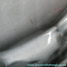 Load image into Gallery viewer, Large ANTIQUE Victorian Staffordshire GREY Recumbent Lion with Glass Eyes. 11 inches in length
