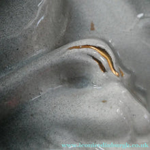 Load image into Gallery viewer, Large ANTIQUE Victorian Staffordshire GREY Recumbent Lion with Glass Eyes. 11 inches in length
