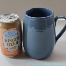Load image into Gallery viewer, SCOTTISH POTTERY. PAIR of Large 1950s Buchan Plain French Blue Stoneware Tankard Shape Mugs. Each 5 inches in height
