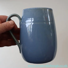 Load image into Gallery viewer, SCOTTISH POTTERY. PAIR of Large 1950s Buchan Plain French Blue Stoneware Tankard Shape Mugs. Each 5 inches in height
