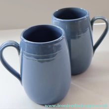 Load image into Gallery viewer, SCOTTISH POTTERY. PAIR of Large 1950s Buchan Plain French Blue Stoneware Tankard Shape Mugs. Each 5 inches in height
