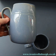 Load image into Gallery viewer, SCOTTISH POTTERY. PAIR of Large 1950s Buchan Plain French Blue Stoneware Tankard Shape Mugs. Each 5 inches in height
