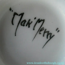 Load image into Gallery viewer, Vintage 1920s Hand Painted MAK MERRY: Cup and Saucer/ White Prunus on Blue
