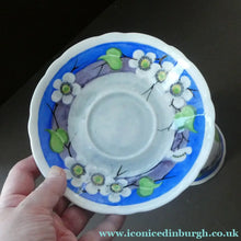 Load image into Gallery viewer, Vintage 1920s Hand Painted MAK MERRY: Cup and Saucer/ White Prunus on Blue
