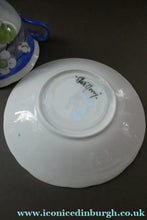 Load image into Gallery viewer, Vintage 1920s Hand Painted MAK MERRY: Cup and Saucer/ White Prunus on Blue
