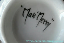 Load image into Gallery viewer, Vintage 1920s Hand Painted MAK MERRY: Cup and Saucer/ White Prunus on Blue
