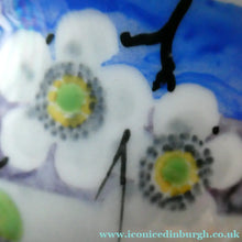 Load image into Gallery viewer, Vintage 1920s Hand Painted MAK MERRY: Cup and Saucer/ White Prunus on Blue

