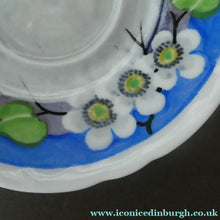 Load image into Gallery viewer, Vintage 1920s Hand Painted MAK MERRY: Cup and Saucer/ White Prunus on Blue
