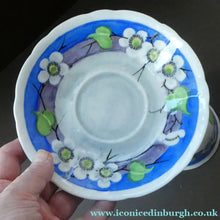 Load image into Gallery viewer, Vintage 1920s Hand Painted MAK MERRY: Cup and Saucer/ White Prunus on Blue
