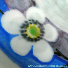 Load image into Gallery viewer, Vintage 1920s Hand Painted MAK MERRY: Cup and Saucer/ White Prunus on Blue
