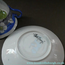 Load image into Gallery viewer, Vintage 1920s Hand Painted MAK MERRY: Cup and Saucer/ White Prunus on Blue
