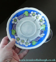 Load image into Gallery viewer, Vintage 1920s Hand Painted MAK MERRY: Cup and Saucer/ White Prunus on Blue

