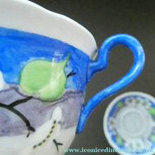 Load image into Gallery viewer, Vintage 1920s Hand Painted MAK MERRY: Cup and Saucer/ White Prunus on Blue
