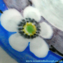 Load image into Gallery viewer, Vintage 1920s Hand Painted MAK MERRY: Cup and Saucer/ White Prunus on Blue
