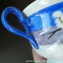 Load image into Gallery viewer, Vintage 1920s Hand Painted MAK MERRY: Cup and Saucer/ White Prunus on Blue
