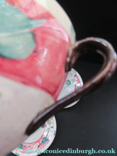 Load image into Gallery viewer, Antique Scottish Pottery Bough. Cup and Saucers &amp; Side Plate. Pink Prunus
