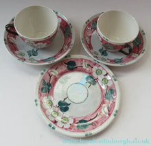 Load image into Gallery viewer, Antique Scottish Pottery Bough. Cup and Saucers &amp; Side Plate. Pink Prunus
