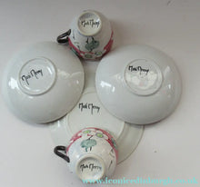 Load image into Gallery viewer, Antique Scottish Pottery Bough. Cup and Saucers &amp; Side Plate. Pink Prunus
