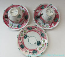 Load image into Gallery viewer, Antique Scottish Pottery Bough. Cup and Saucers &amp; Side Plate. Pink Prunus
