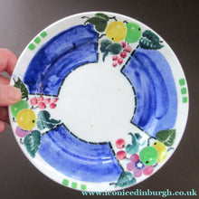 Load image into Gallery viewer, 1920s Scottish Pottery Mak Merry Trio. Blue with Fruit and Flowers
