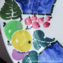 Load image into Gallery viewer, 1920s Scottish Pottery Mak Merry Trio. Blue with Fruit and Flowers
