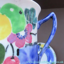 Load image into Gallery viewer, 1920s Scottish Pottery Mak Merry Trio. Blue with Fruit and Flowers
