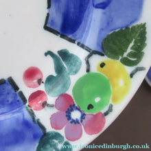 Load image into Gallery viewer, 1920s Scottish Pottery Mak Merry Trio. Blue with Fruit and Flowers

