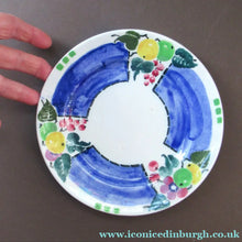 Load image into Gallery viewer, 1920s Scottish Pottery Mak Merry Trio. Blue with Fruit and Flowers
