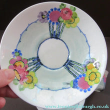 Load image into Gallery viewer, 1920s Scottish Pottery Trio Cup Saucer Side Plate Mak Merry Floral Pattern Daisy

