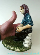 Load image into Gallery viewer, SCOTTISH POTTERY Vintage 1970s Figurine: Isle of Lewis Lady Gathering Wool by Coll Pottery
