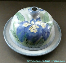 Load image into Gallery viewer, Vintage SCOTTISH Highland Stoneware CHEESE DOME Rarer Iris Pattern
