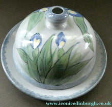Load image into Gallery viewer, Vintage SCOTTISH Highland Stoneware CHEESE DOME Rarer Iris Pattern
